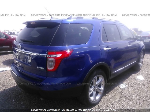 1FM5K7F95DGB63220 - 2013 FORD EXPLORER LIMITED BLUE photo 4