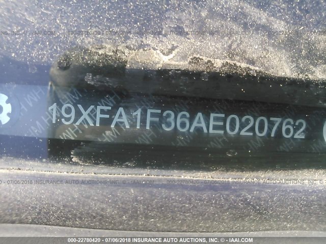 19XFA1F36AE020762 - 2010 HONDA CIVIC VP GRAY photo 9