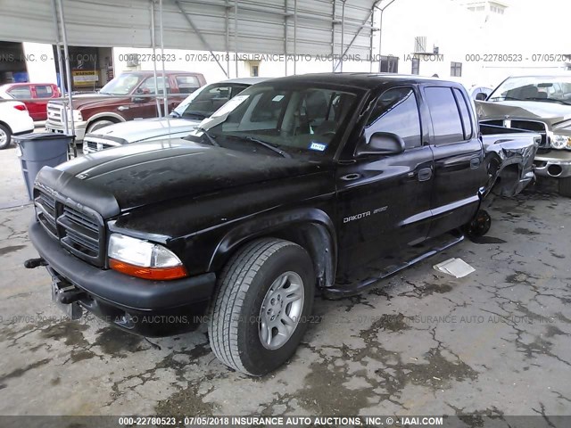 1B7HL38N72S519971 - 2002 DODGE DAKOTA QUAD SPORT/QUAD R/T BLACK photo 2