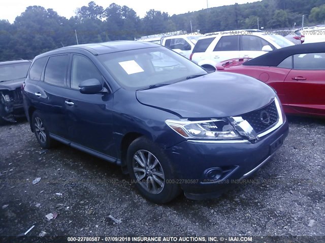 5N1AR2MN1EC728889 - 2014 NISSAN PATHFINDER S/SV/SL/PLATINUM BLUE photo 1