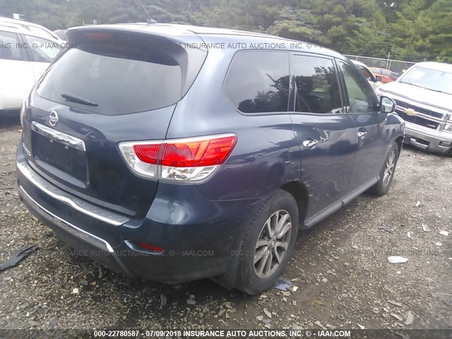 5N1AR2MN1EC728889 - 2014 NISSAN PATHFINDER S/SV/SL/PLATINUM BLUE photo 4