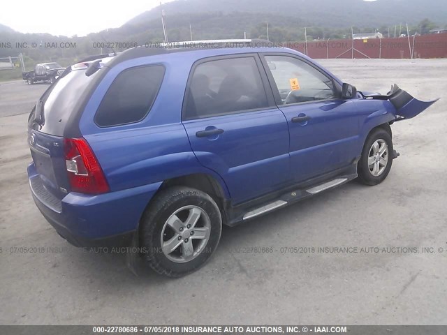 KNDJE723297555798 - 2009 KIA SPORTAGE LX/EX BLUE photo 4