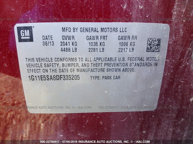 1G11E5SA8DF335205 - 2013 CHEVROLET MALIBU 2LT RED photo 9