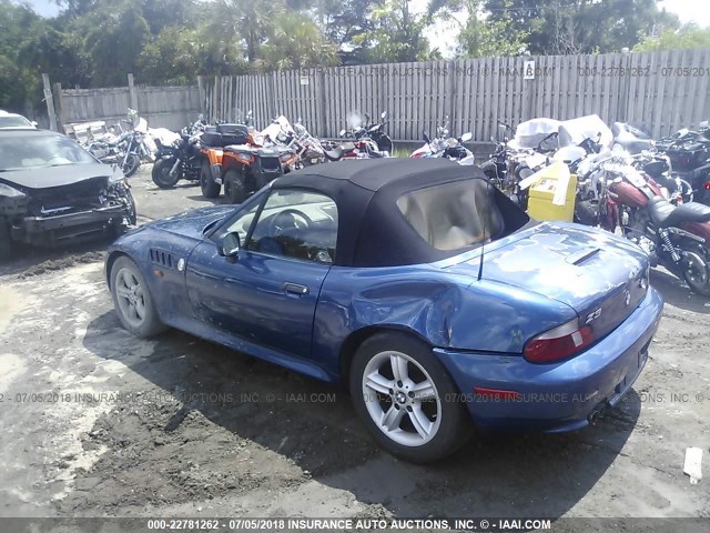 WBACN334X1LM00630 - 2001 BMW Z3 2.5 BLUE photo 3