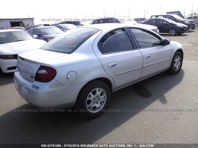 1B3ES56C65D155023 - 2005 DODGE NEON SXT SILVER photo 4