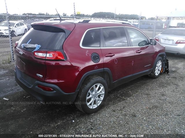 1C4PJLCS5EW264748 - 2014 JEEP CHEROKEE LATITUDE RED photo 4