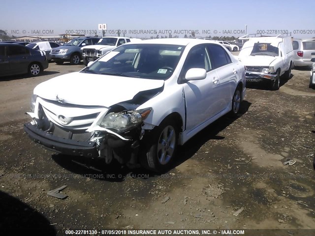 2T1BU4EE8BC615378 - 2011 TOYOTA COROLLA S/LE WHITE photo 2