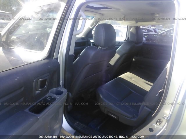 2HJYK16567H506391 - 2007 HONDA RIDGELINE RTL SILVER photo 8