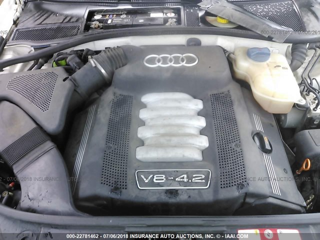 WAUML64B83N071331 - 2003 AUDI A6 4.2 QUATTRO WHITE photo 10