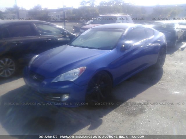 KMHHU6KH4AU004684 - 2010 HYUNDAI GENESIS COUPE 3.8L BLUE photo 2