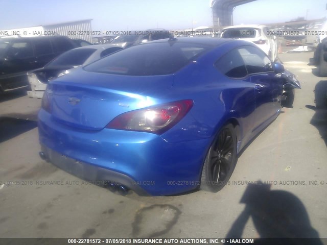 KMHHU6KH4AU004684 - 2010 HYUNDAI GENESIS COUPE 3.8L BLUE photo 4