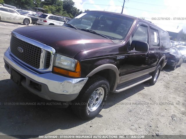 1FMNU43S5YEB68385 - 2000 FORD EXCURSION LIMITED BURGUNDY photo 2