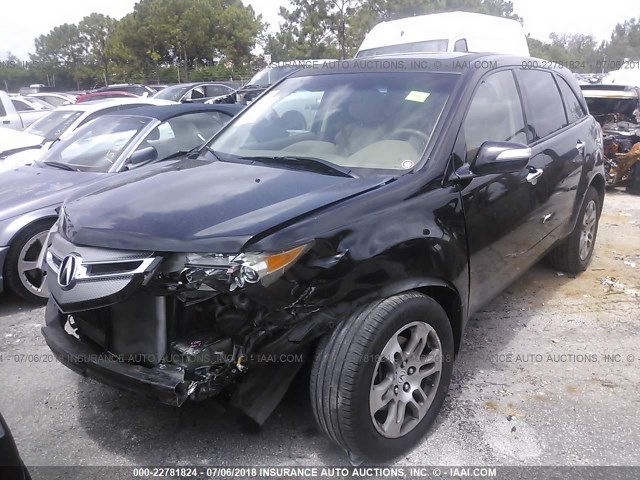 2HNYD28368H518312 - 2008 ACURA MDX TECHNOLOGY BLACK photo 2