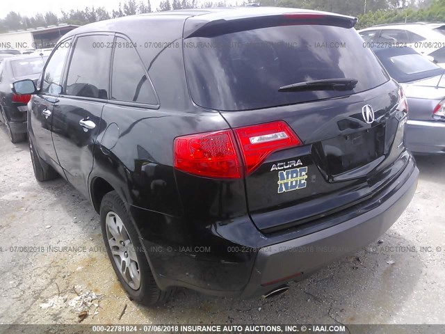 2HNYD28368H518312 - 2008 ACURA MDX TECHNOLOGY BLACK photo 3