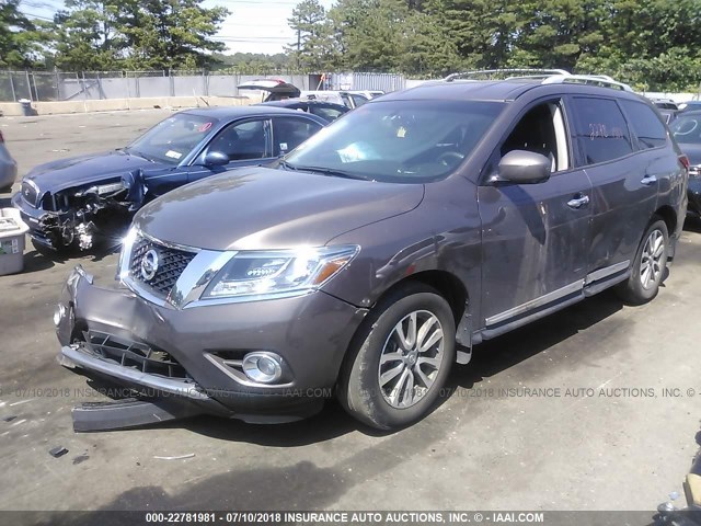 5N1AR2MM8FC693504 - 2015 NISSAN PATHFINDER S/SV/SL/PLATINUM 灰色 照片 2