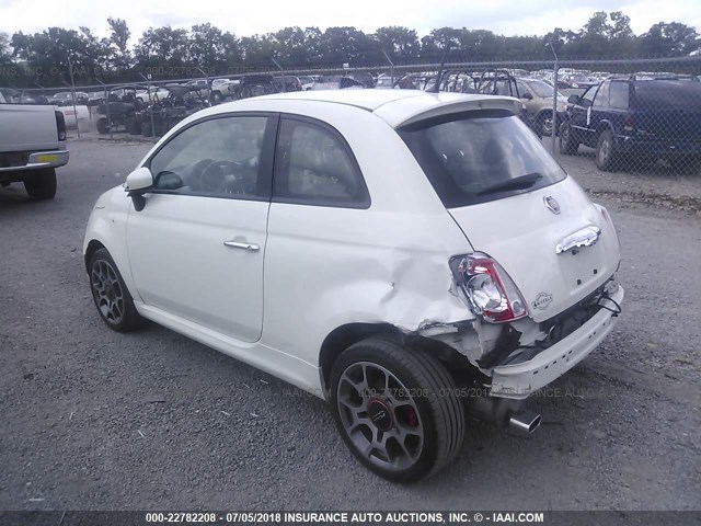 3C3CFFBR8DT737051 - 2013 FIAT 500 SPORT WHITE photo 3