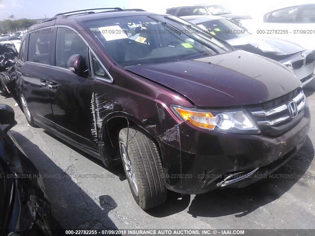 5FNRL5H62EB088997 - 2014 HONDA ODYSSEY EXL RED photo 1