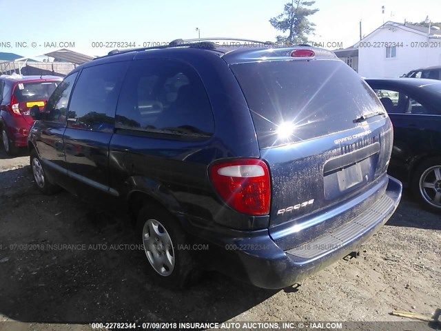 1B4GP24352B609941 - 2002 DODGE GRAND CARAVAN SE BLUE photo 3