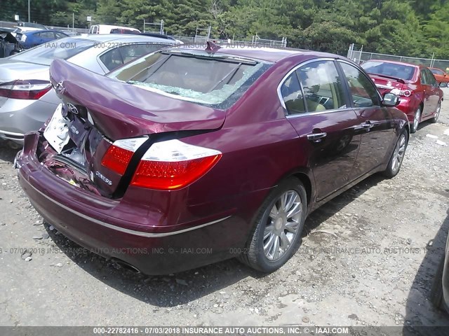 KMHGC4DE1AU105073 - 2010 HYUNDAI GENESIS 3.8L BURGUNDY photo 4