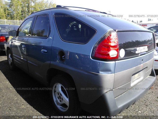 3G7DA03E31S509790 - 2001 PONTIAC AZTEK BLUE photo 3