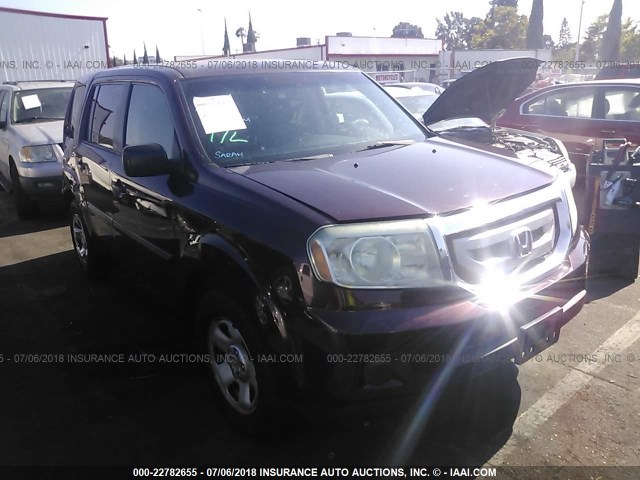 5FNYF3H24AB021414 - 2010 HONDA PILOT LX BURGUNDY photo 1