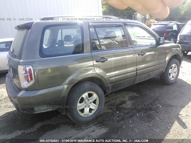 2HKYF18196H536493 - 2006 HONDA PILOT LX GREEN photo 4