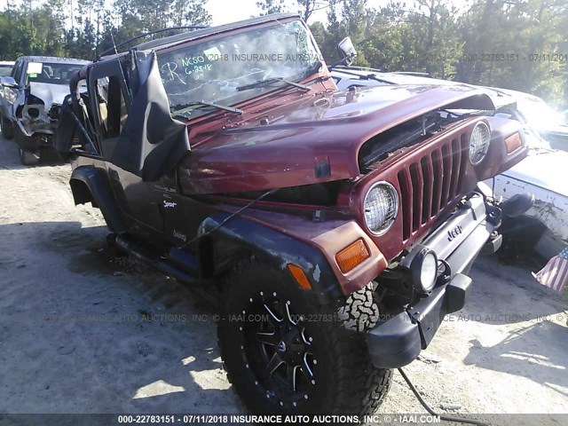 1J4FY19S1WP732922 - 1998 JEEP WRANGLER / TJ SPORT RED photo 1