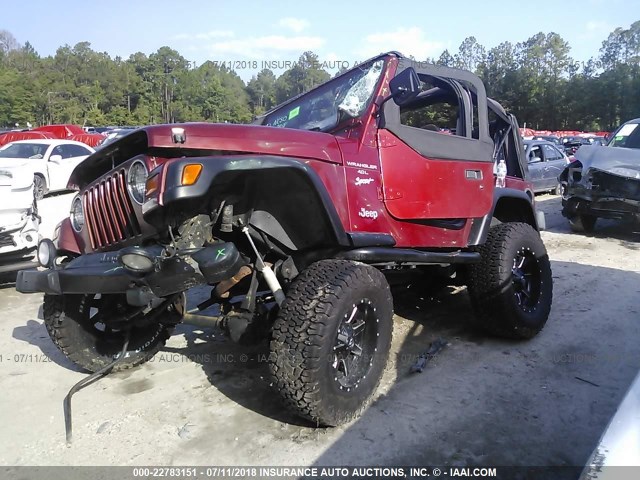 1J4FY19S1WP732922 - 1998 JEEP WRANGLER / TJ SPORT RED photo 2