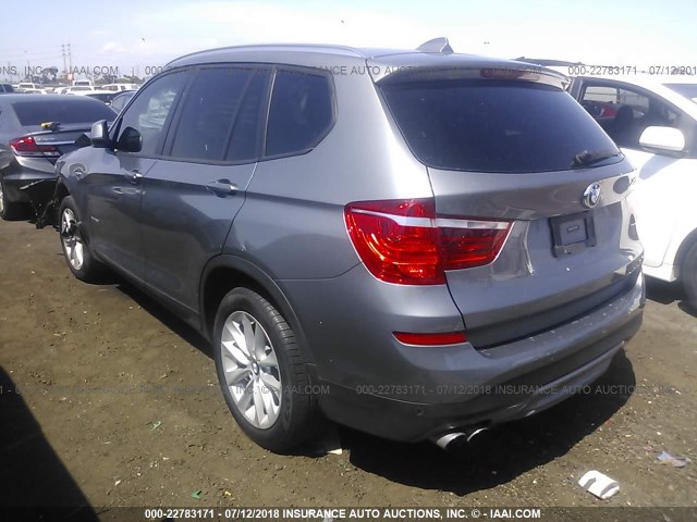 5UXWX9C56H0T08995 - 2017 BMW X3 XDRIVE28I SILVER photo 3