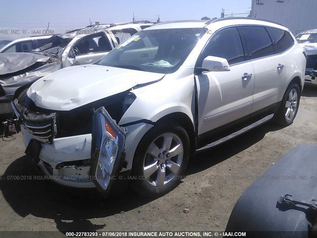 1GNKVLKD2DJ140036 - 2013 CHEVROLET TRAVERSE LTZ WHITE photo 2