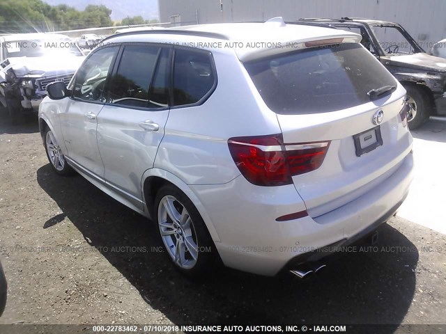 5UXWX9C54E0D19847 - 2014 BMW X3 XDRIVE28I SILVER photo 3