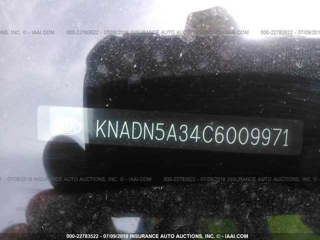 KNADN5A34C6009971 - 2012 KIA RIO EX/SX BLACK photo 9