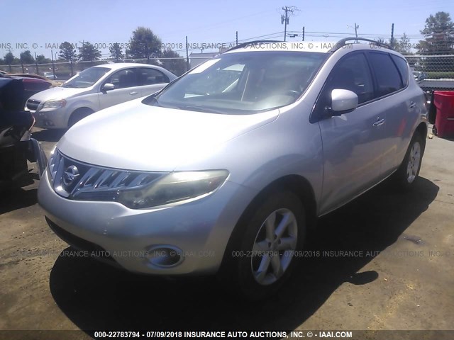 JN8AZ18U49W022749 - 2009 NISSAN MURANO S/SL SILVER photo 2