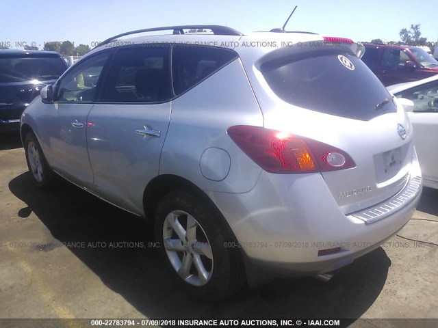 JN8AZ18U49W022749 - 2009 NISSAN MURANO S/SL SILVER photo 3