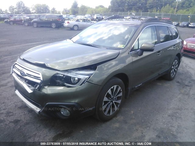 4S4BSANC6G3286159 - 2016 SUBARU OUTBACK 2.5I LIMITED GREEN photo 2