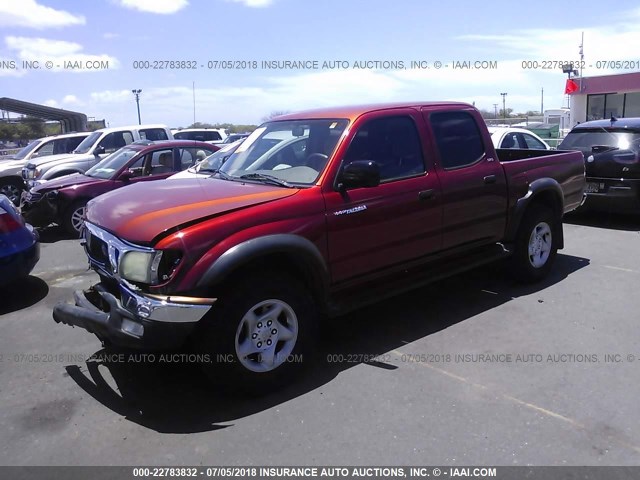 5TEGM92N63Z249374 - 2003 TOYOTA TACOMA DOUBLE CAB PRERUNNER RED photo 2