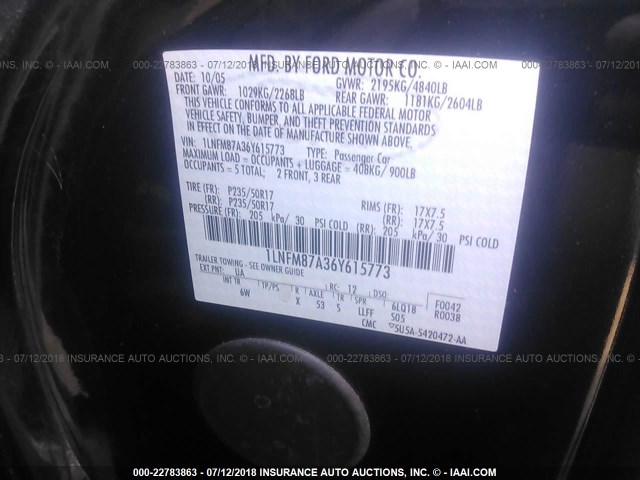 1LNFM87A36Y615773 - 2006 LINCOLN LS 黑色 照片 9