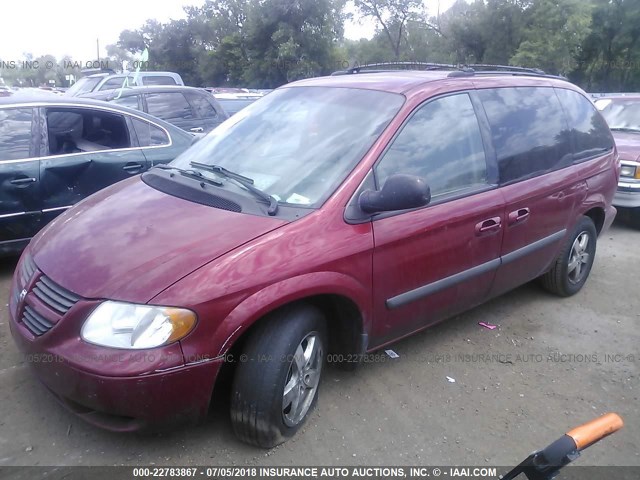 1D4GP45R45B432257 - 2005 DODGE CARAVAN SXT RED photo 2