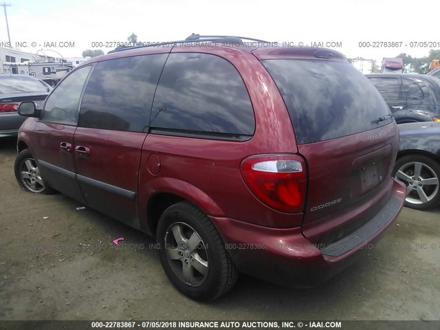 1D4GP45R45B432257 - 2005 DODGE CARAVAN SXT RED photo 3