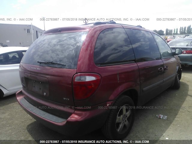 1D4GP45R45B432257 - 2005 DODGE CARAVAN SXT RED photo 4