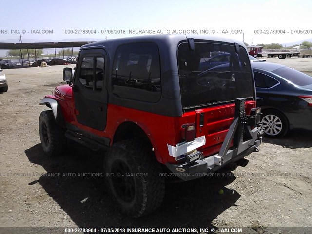 1J4FY29SXPP258220 - 1993 JEEP WRANGLER / YJ  RED photo 3