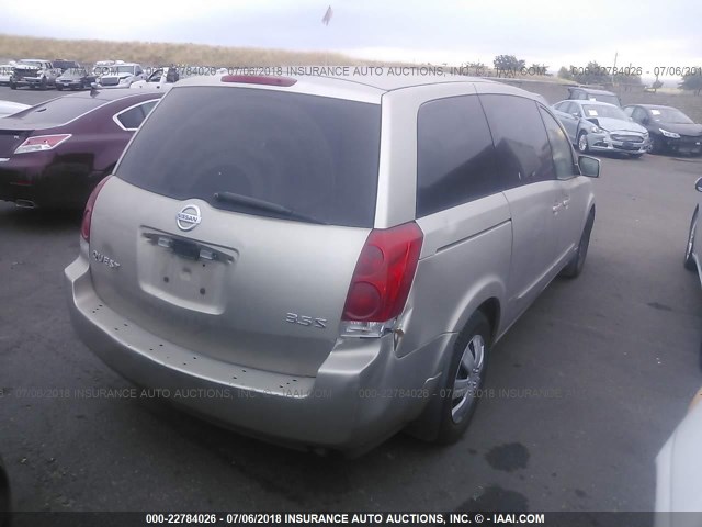 5N1BV28U74N306968 - 2004 NISSAN QUEST S/SE/SL GOLD photo 4