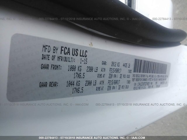 1C4NJCEA3FD274929 - 2015 JEEP COMPASS LATITUDE 白色 照片 9