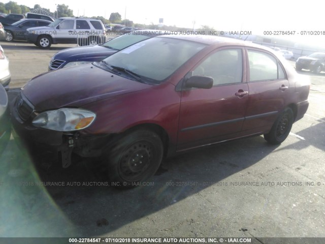 JTDBR32E052051969 - 2005 TOYOTA COROLLA CE/LE RED photo 2