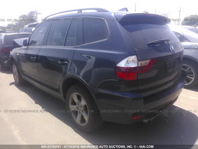 WBXPC93447WF25262 - 2007 BMW X3 3.0SI Dark Blue photo 3