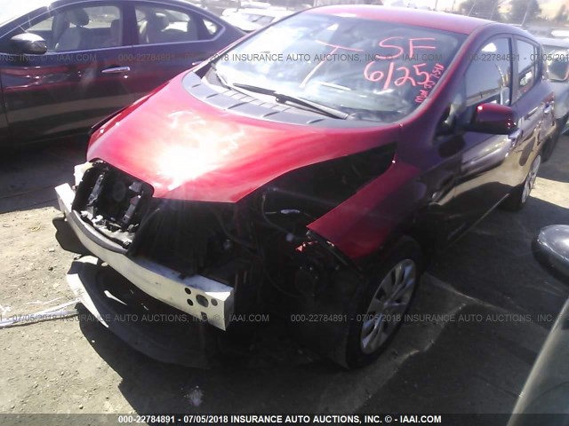 1N4AZ0CPXFC316960 - 2015 NISSAN LEAF S/SV/SL BURGUNDY photo 2