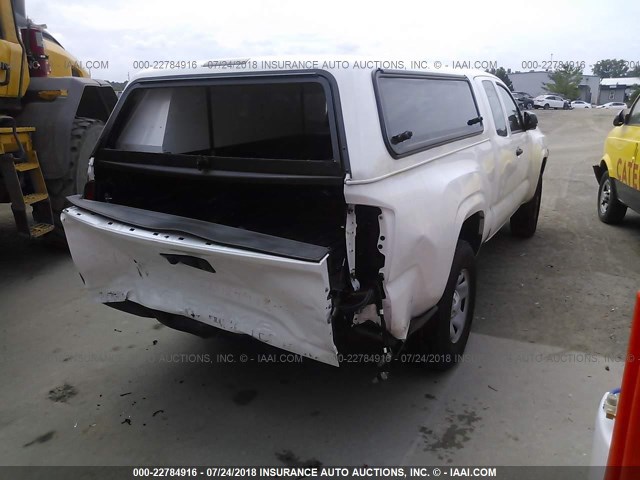 5TFRX5GN4JX111399 - 2018 TOYOTA TACOMA ACCESS CAB/SR/SR5/TRD SPT WHITE photo 4