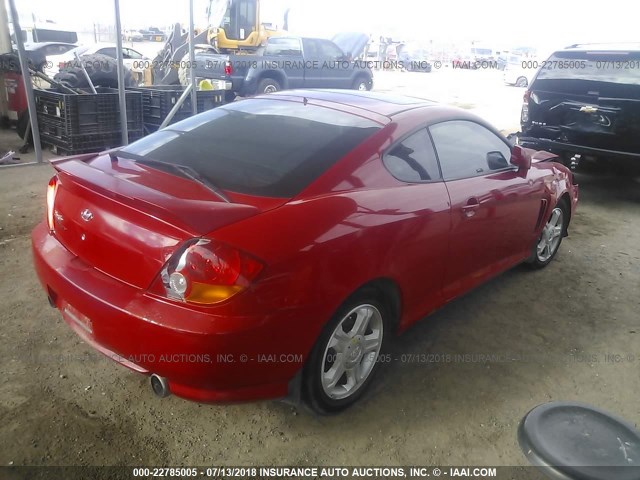 KMHHM65D03U069673 - 2003 HYUNDAI TIBURON RED photo 4