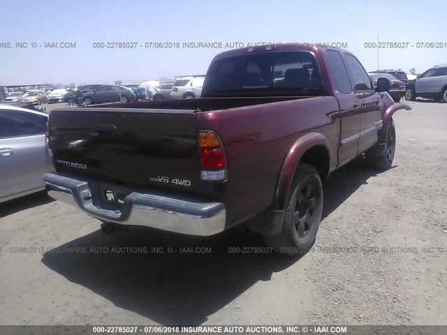 5TBBT44173S361018 - 2003 TOYOTA TUNDRA ACCESS CAB SR5 RED photo 4