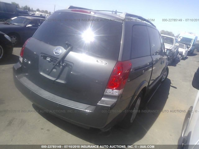 5N1BV28U85N122785 - 2005 NISSAN QUEST S/SE/SL GRAY photo 4